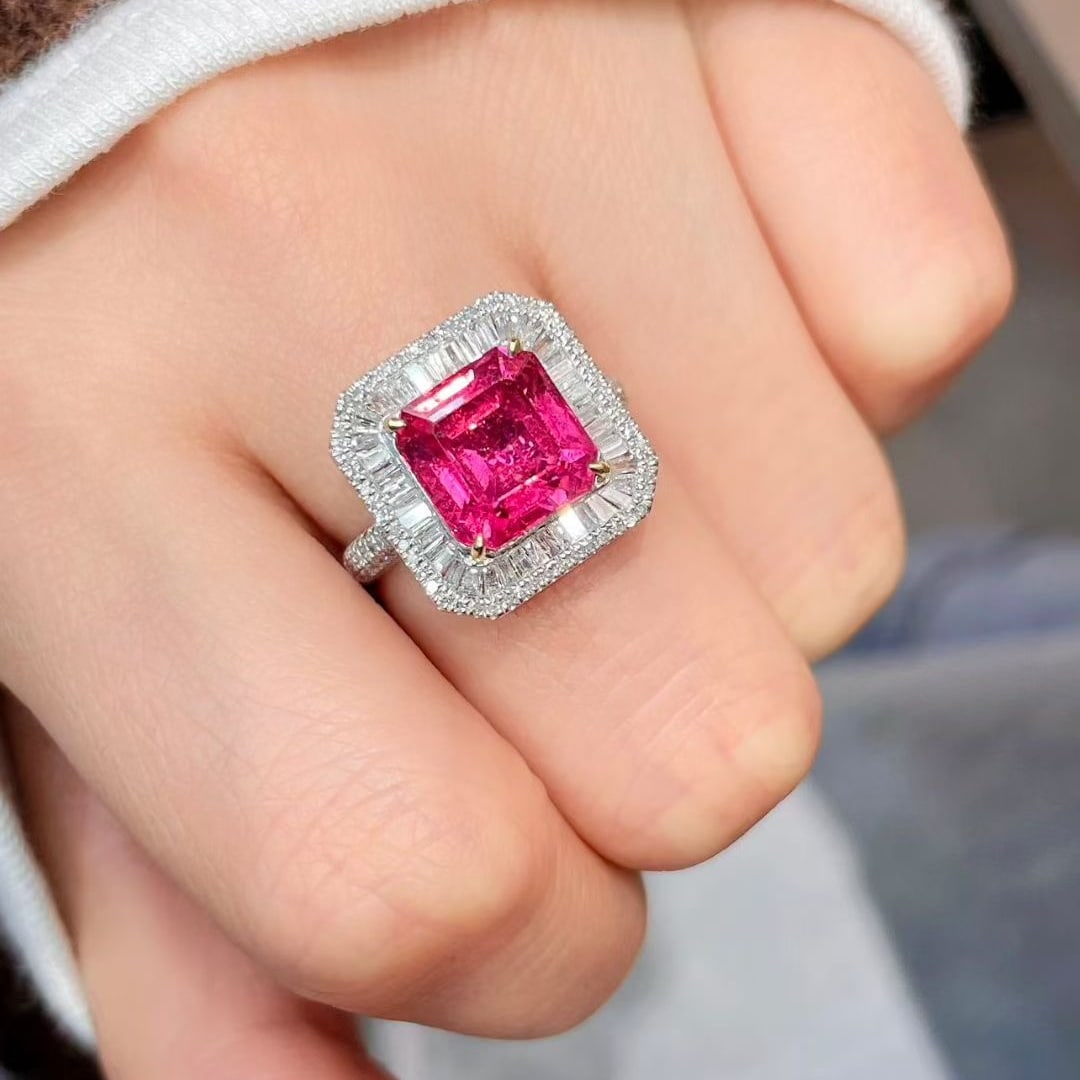 14k Gold 4.6 Ctw Natural Tourmaline & Diamond Ring - 7