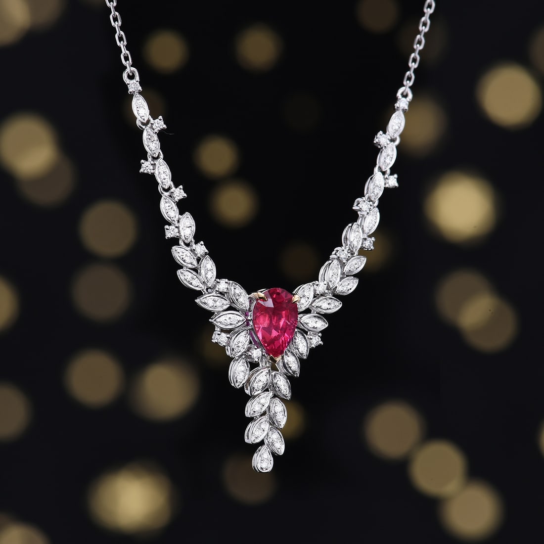 14k Gold 1.40 Ctw Natural Ruby & Diamond Necklace - 3