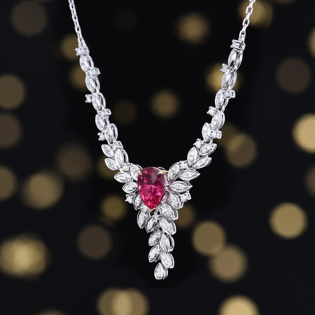 14k Gold 1.40 Ctw Natural Ruby & Diamond Necklace - 5