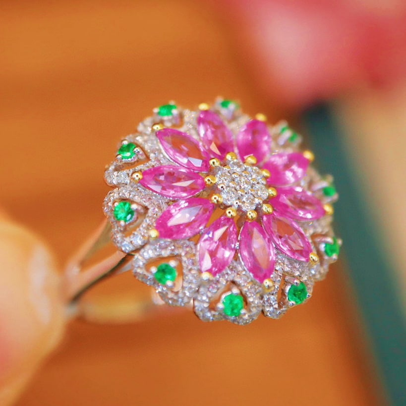 14k Gold 2.34 Ctw Natural Sapphire & Diamond Ring - 3