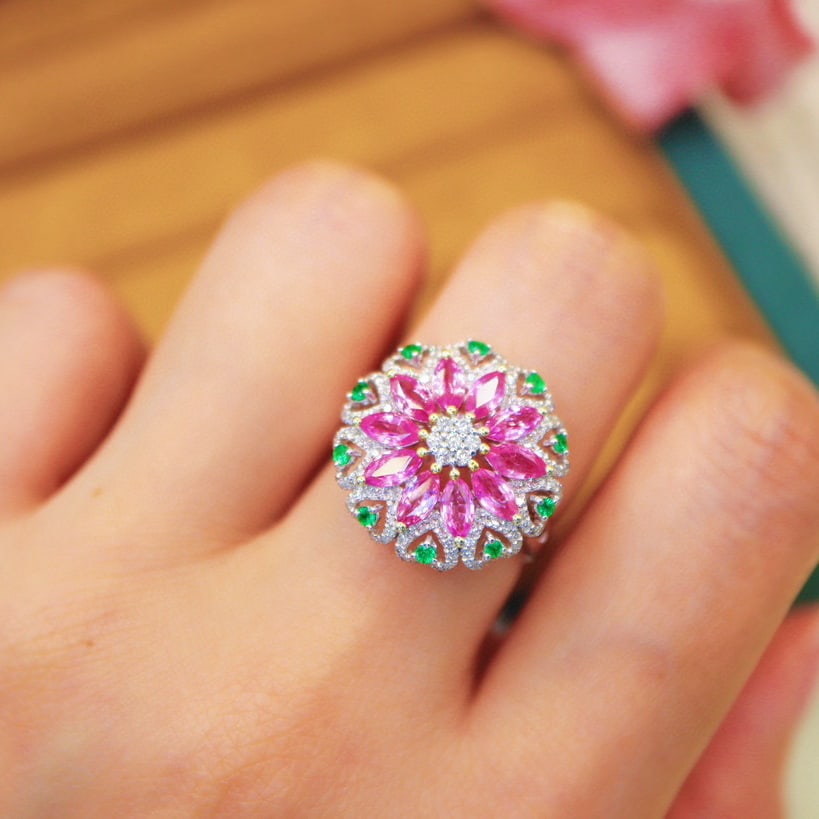 14k Gold 2.34 Ctw Natural Sapphire & Diamond Ring - 6