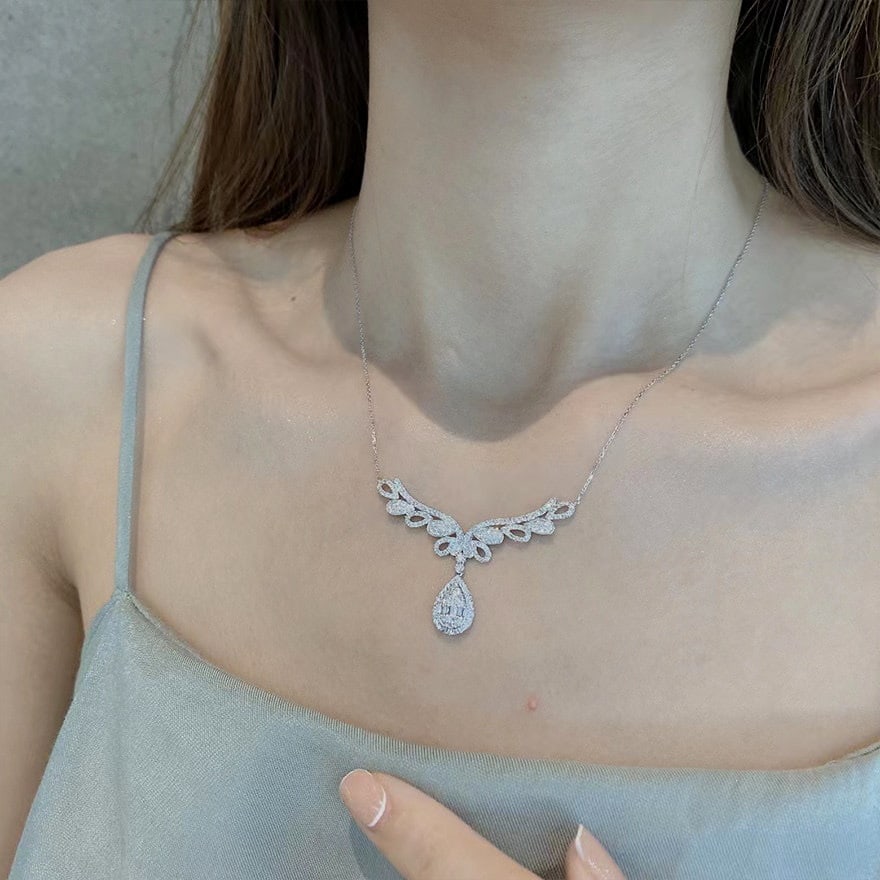 14k Gold 1 Ct Natural H Diamond Necklace - 9