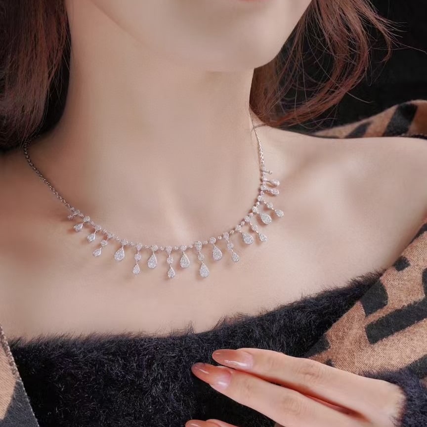 14k Gold 2.7 Ct Natural H Diamond Necklace - 4