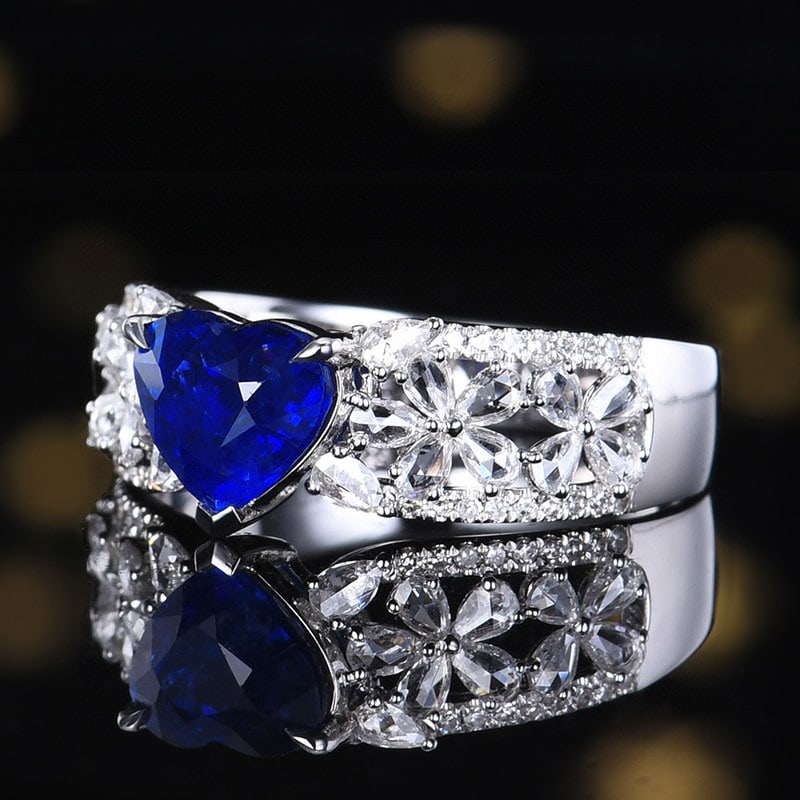 14k Gold 2.04 Ctw Natural Sapphire & Diamond Ring - 2