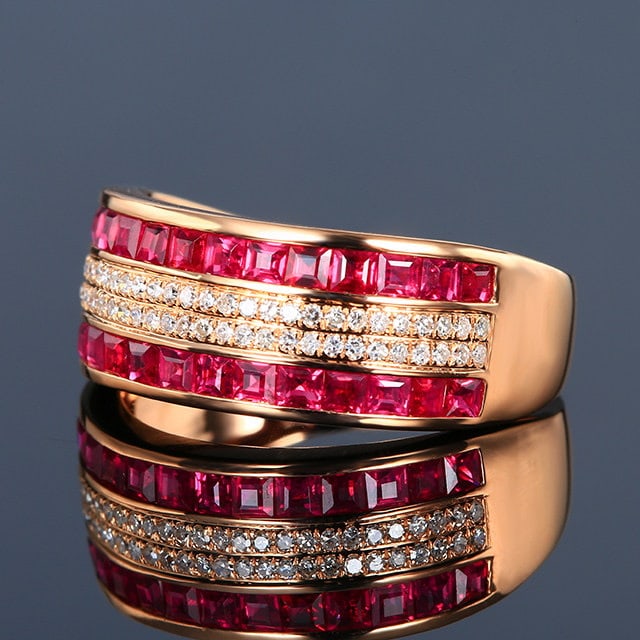 14k Gold 2.16 Ctw Natural Ruby & Diamond Ring - 2