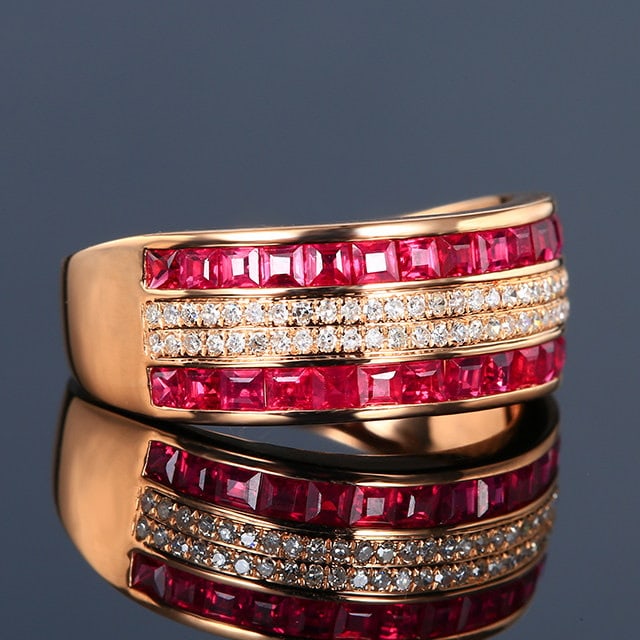 14k Gold 2.16 Ctw Natural Ruby & Diamond Ring - 3