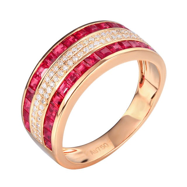 14k Gold 2.16 Ctw Natural Ruby & Diamond Ring - 5