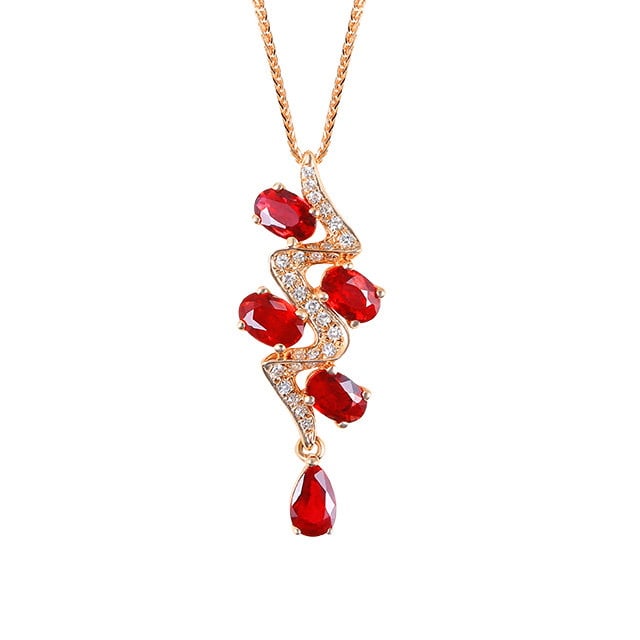 14k Gold 1.51 Ctw Natural Ruby & Diamond Pendant( Without Chain ) - 5