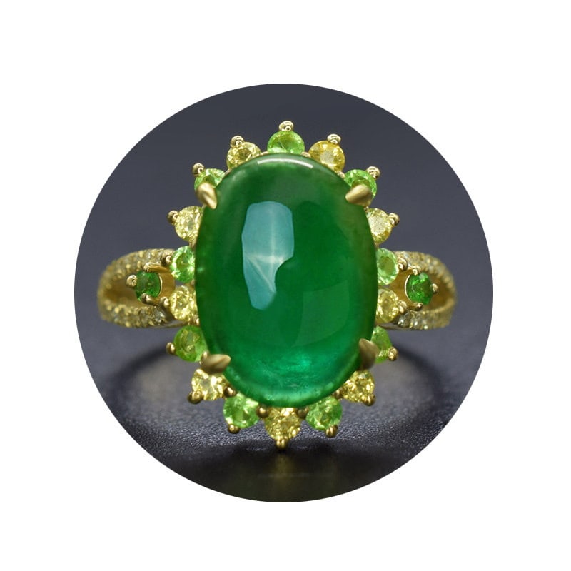 14k Gold 5.21 Ctw Natural Emerald & Sapphire Ring - 2