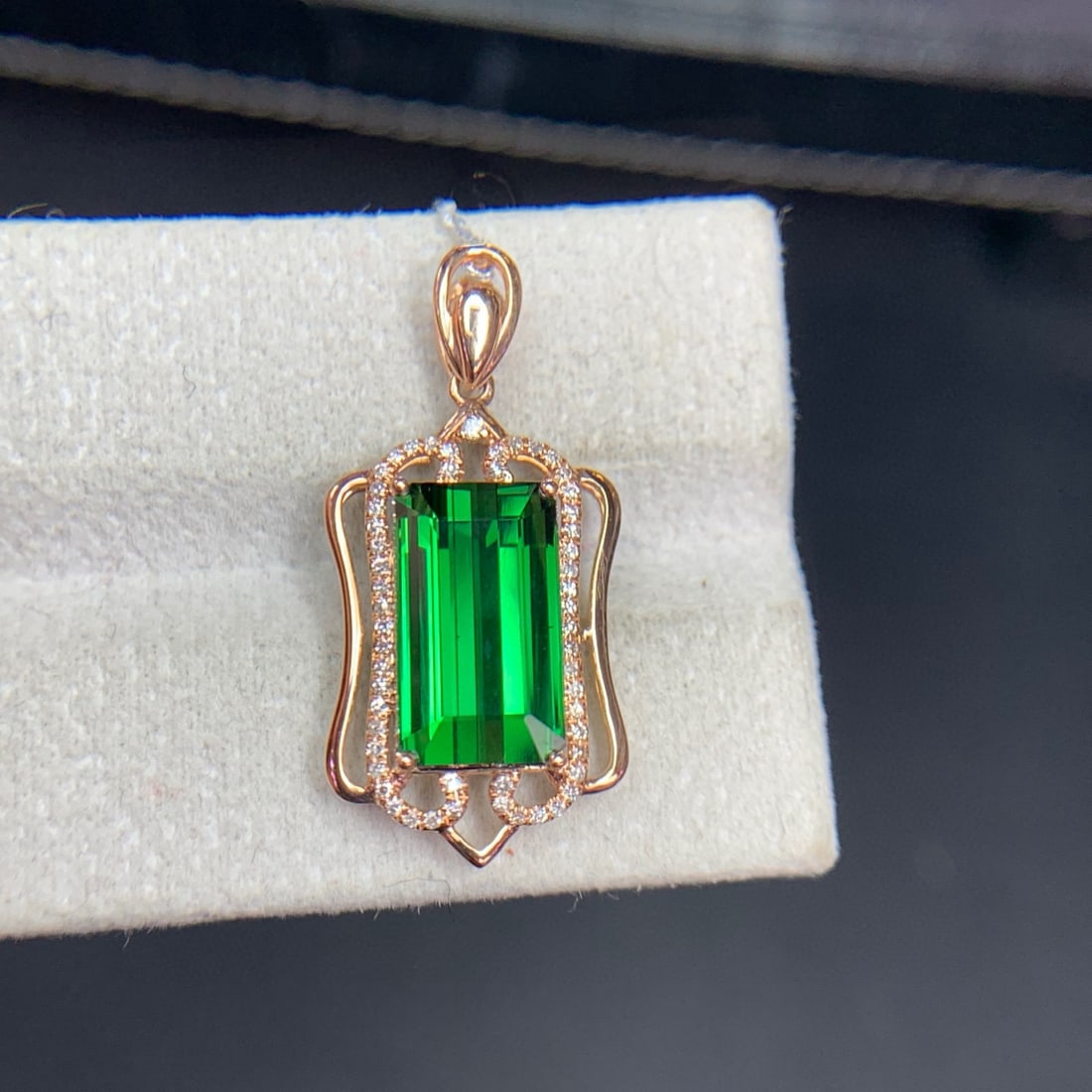 14k Gold 5.1 Ct Natural Tourmaline & Diamond Pendant( Without Chain ) - 6