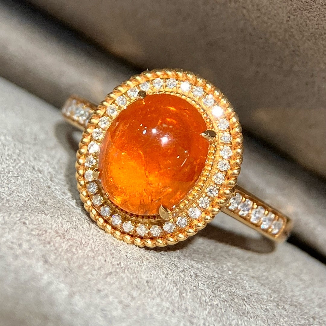 14k Gold 3.22 Ctw Natural Spessartine & Diamond Ring - 3