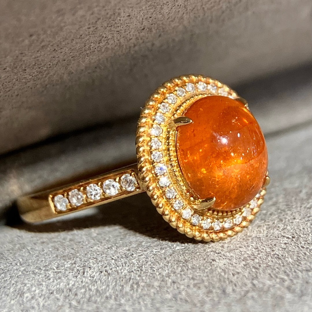 14k Gold 3.22 Ctw Natural Spessartine & Diamond Ring - 5