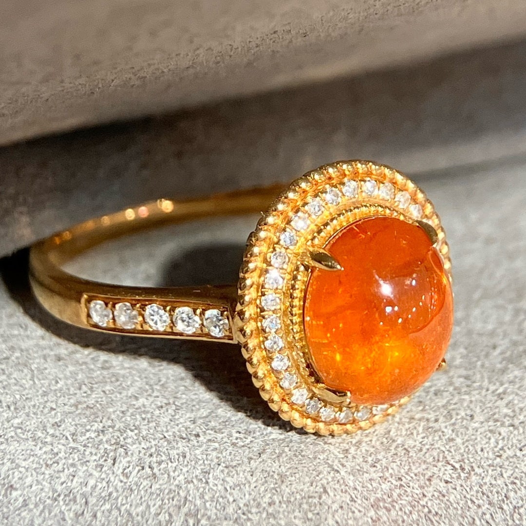 14k Gold 3.22 Ctw Natural Spessartine & Diamond Ring - 6