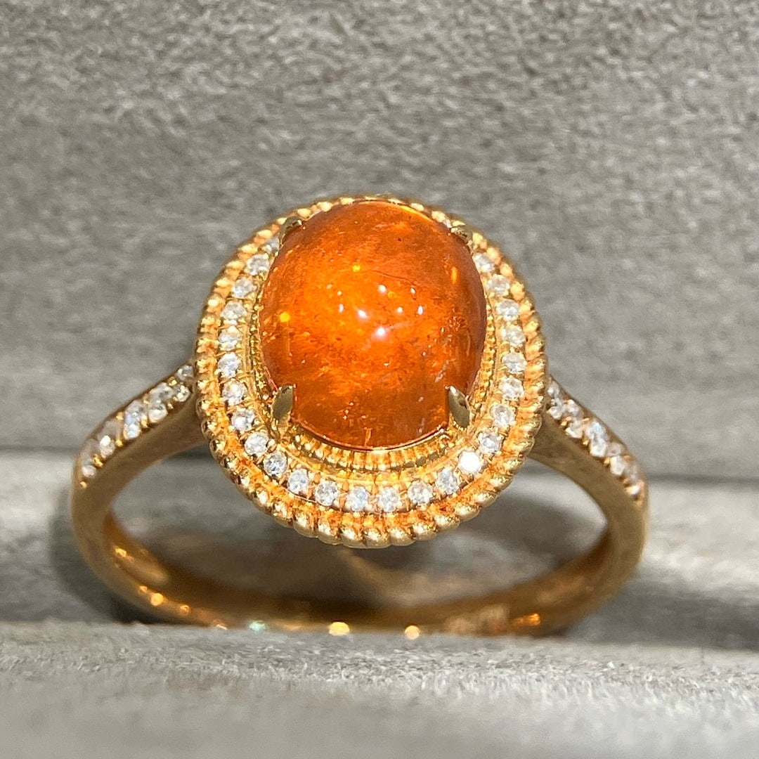 14k Gold 3.22 Ctw Natural Spessartine & Diamond Ring - 7