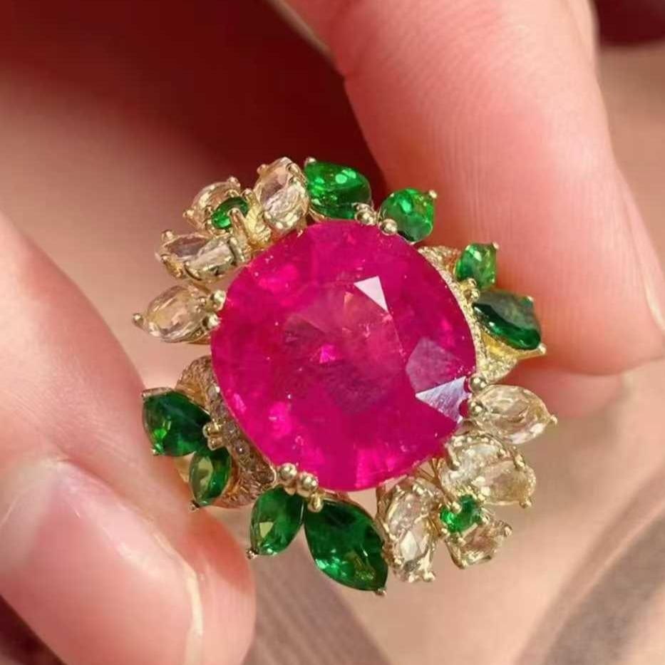 14k Gold 8.6 Ctw Natural Tourmaline & Gem Ring (1 of 6)