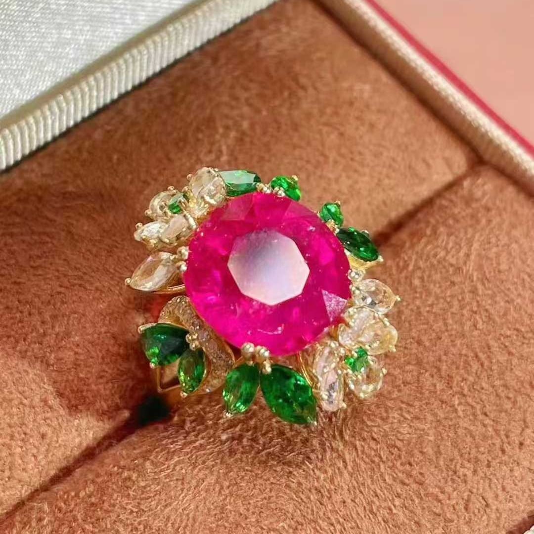 14k Gold 8.6 Ctw Natural Tourmaline & Gem Ring - 2