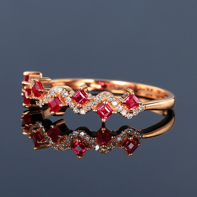 14k Gold 0.47 Ctw Vivid Red Natural Ruby & Diamond Ring - 2
