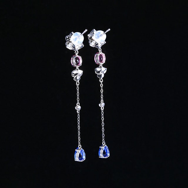 14k Gold 3.06 Ctw Natural Sapphire & Diamond Earrings - 4
