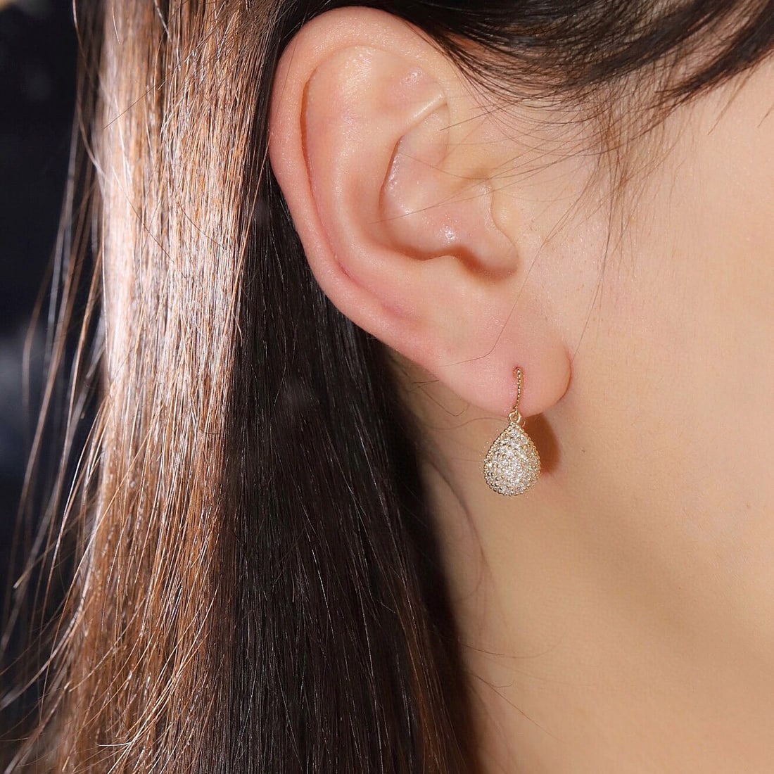 14k Gold 0.9 Ct Natural H Diamond Earrings - 8