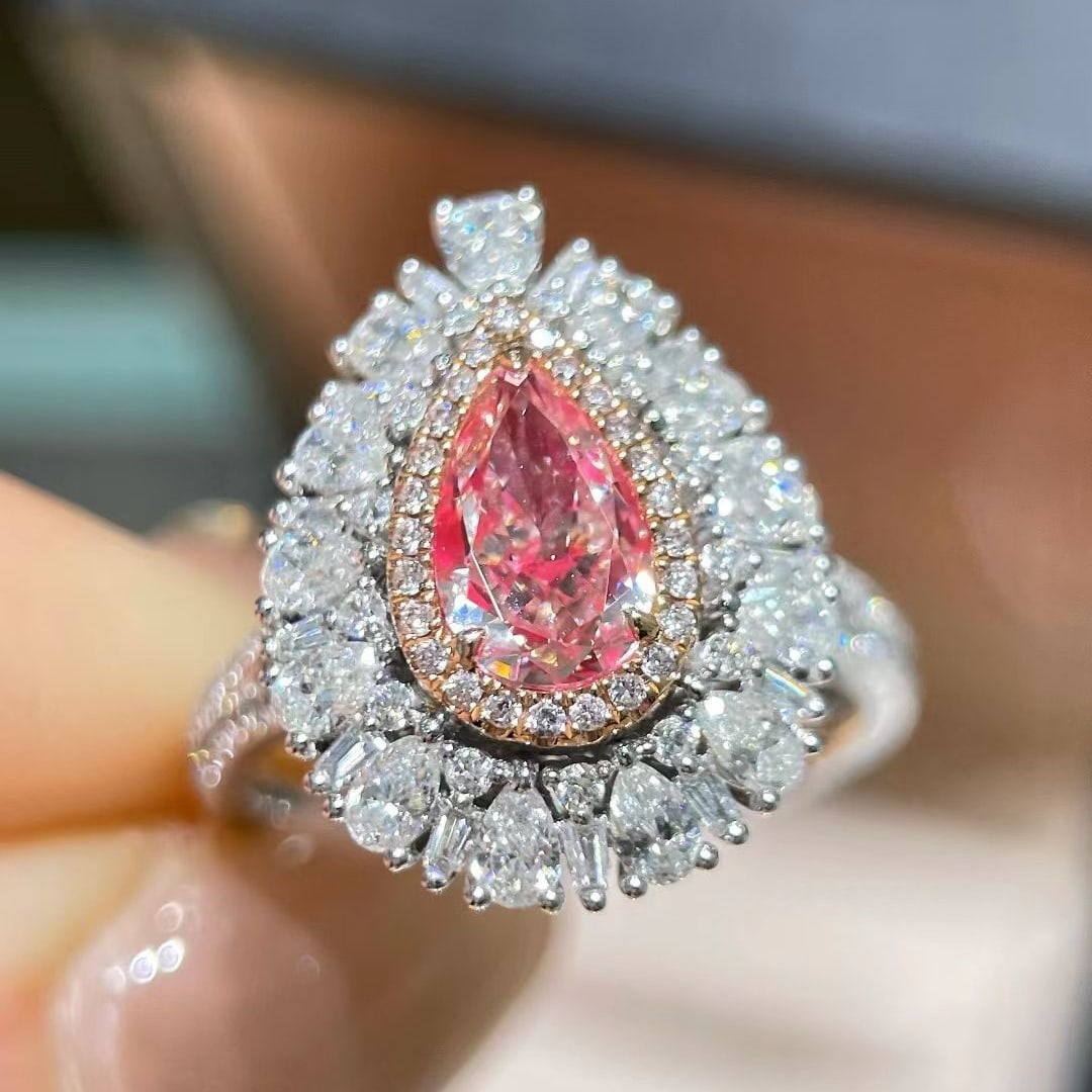 14k Gold 2.34 Ctw Natural Pink Diamond & Diamond Ring/pendant( Without Chain ) - 2