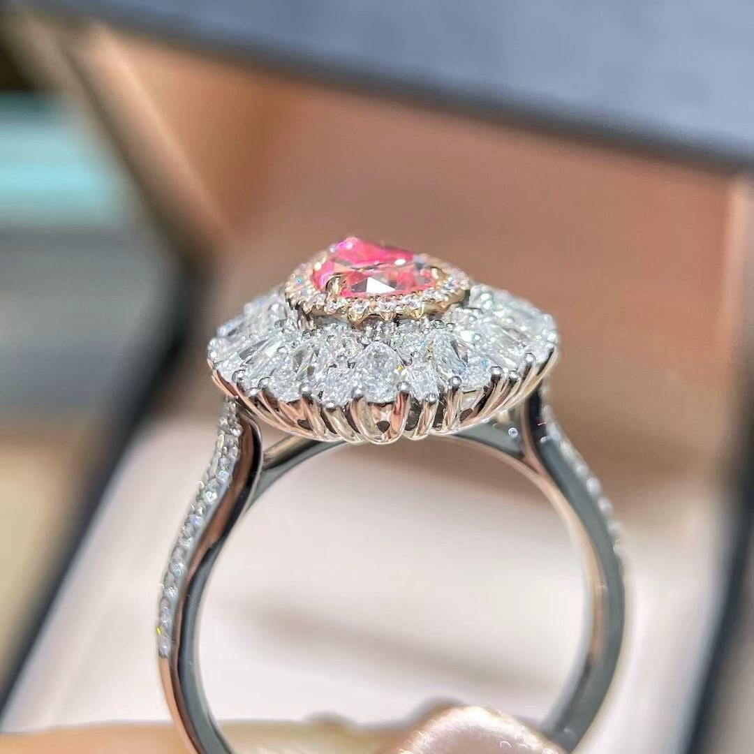 14k Gold 2.34 Ctw Natural Pink Diamond & Diamond Ring/pendant( Without Chain ) - 3