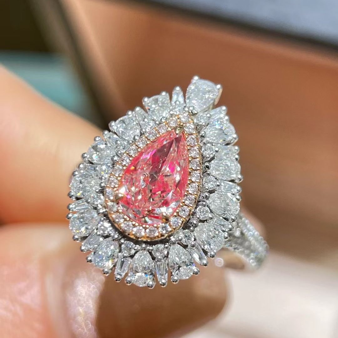 14k Gold 2.34 Ctw Natural Pink Diamond & Diamond Ring/pendant( Without Chain ) - 4