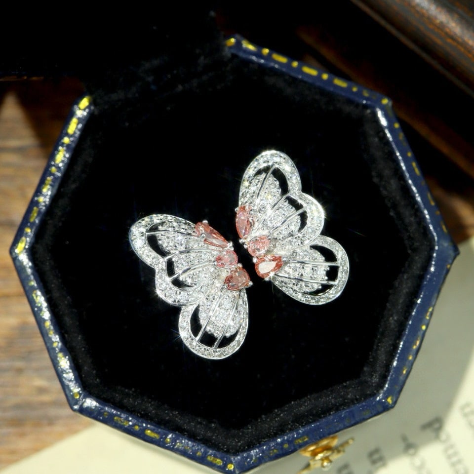 14k Gold 0.83 Ctw Natural Pink Diamond & Diamond & Butterfly Ring - 3