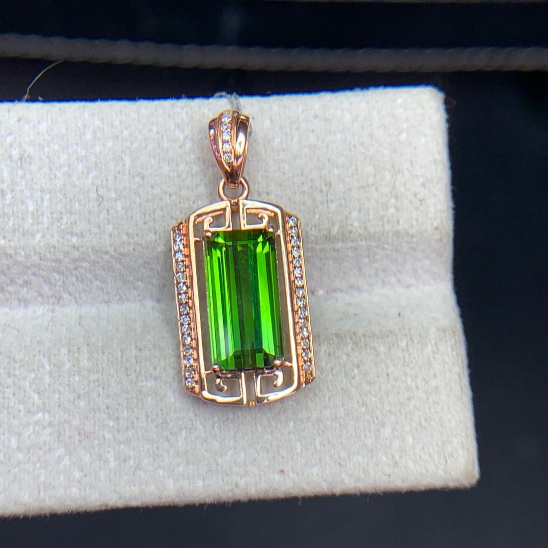 14k Gold 2.5 Ct Natural Tourmaline & Diamond Pendant( Without Chain ) - 6