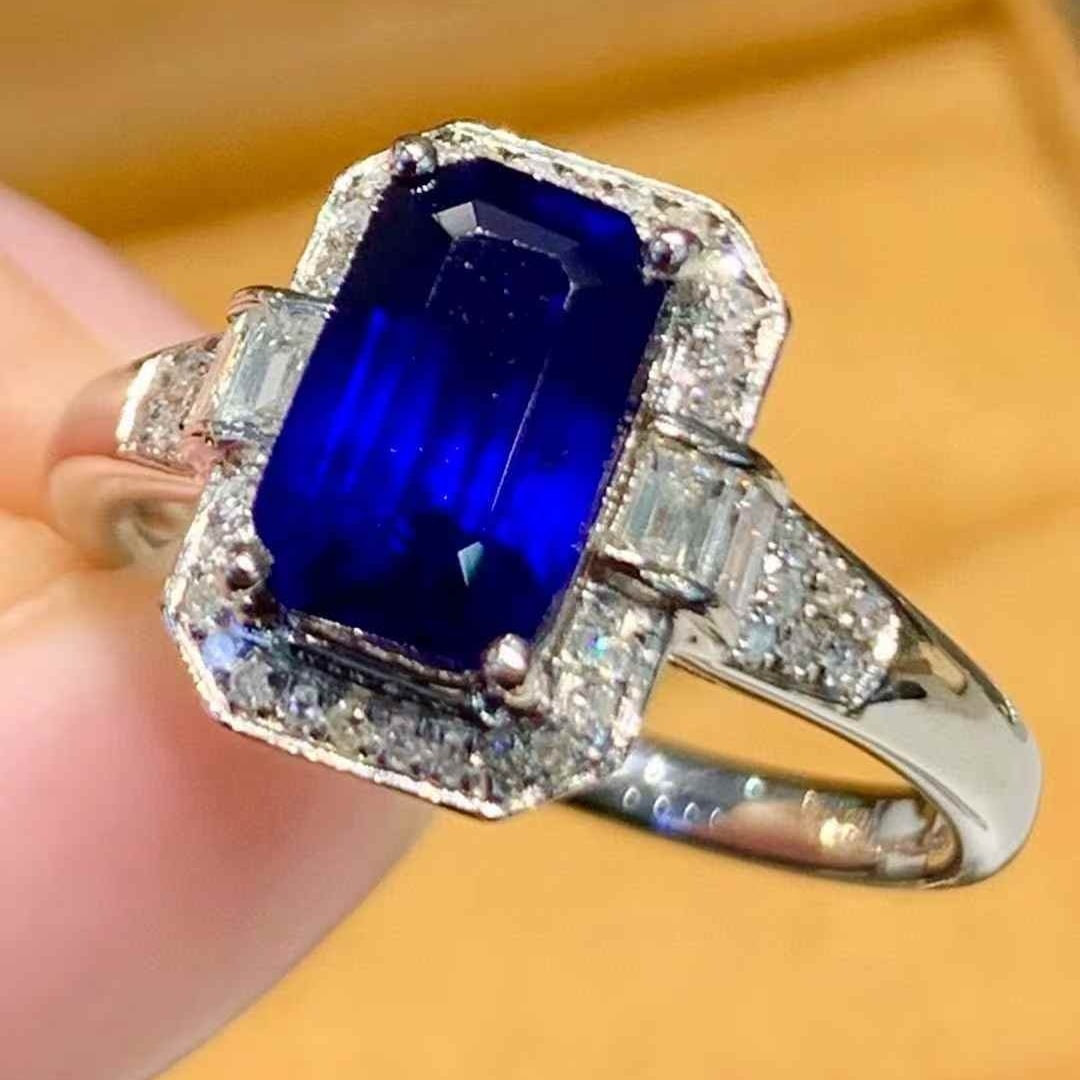 14k Gold 1.73 Ct Natural Sapphire & Diamond Ring (1 of 7)