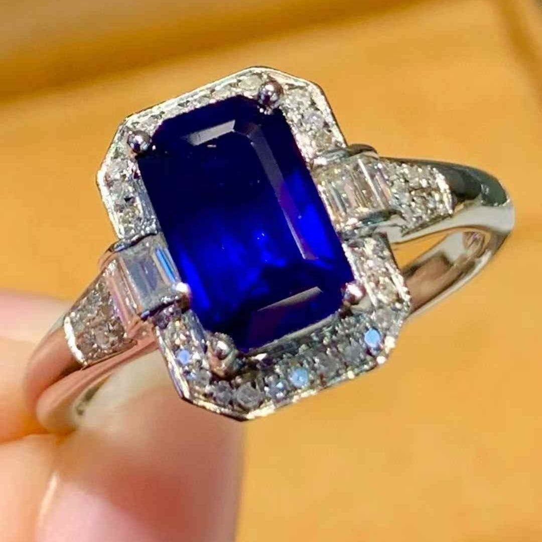 14k Gold 1.73 Ct Natural Sapphire & Diamond Ring - 2