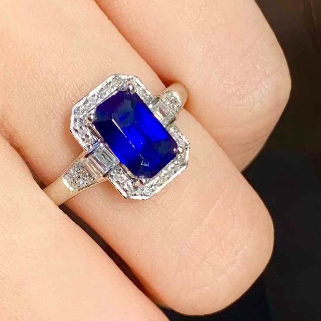 14k Gold 1.73 Ct Natural Sapphire & Diamond Ring - 3