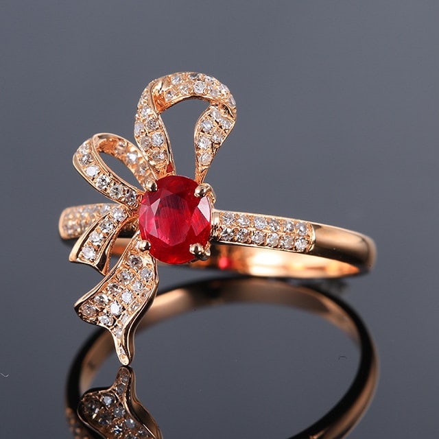 14k Gold 0.82 Ctw Natural Ruby & Diamond Ring - 2