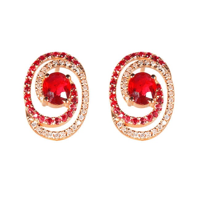 14k Gold 1.03 Ctw Natural Ruby & Ruby Earrings - 5