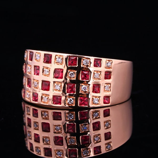 14k Gold 0.65 Ctw Natural Ruby & Diamond Ring - 2