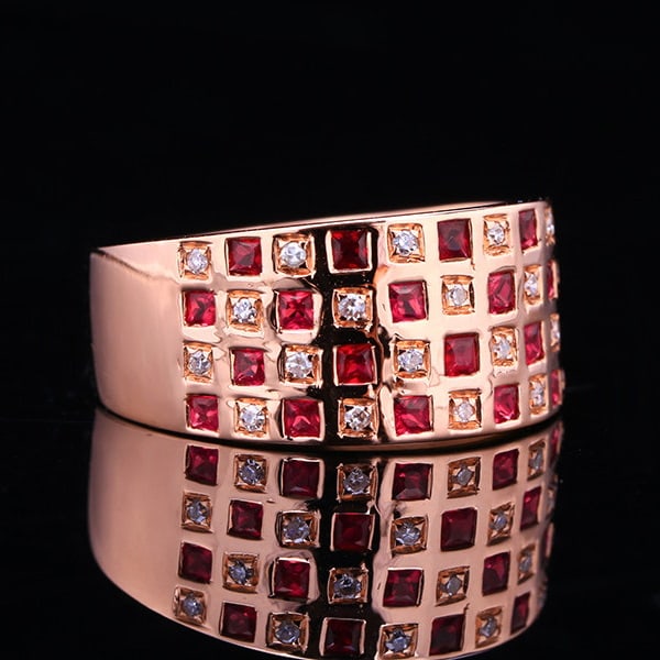 14k Gold 0.65 Ctw Natural Ruby & Diamond Ring - 3