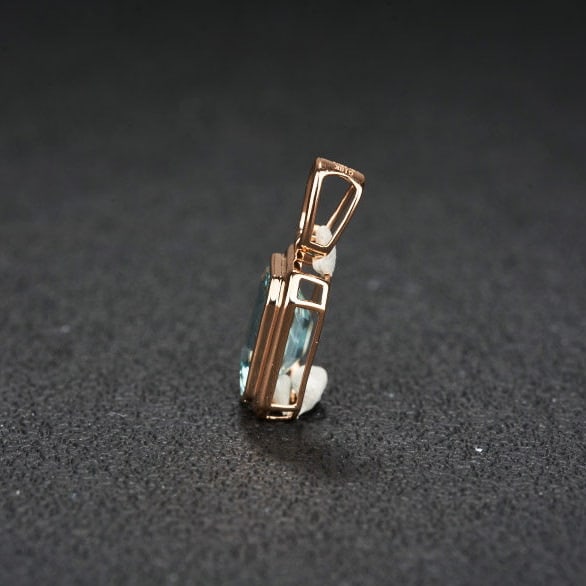 14k Gold 3.15 Ct Natural Aquamarine Pendant( Without Chain ) - 4