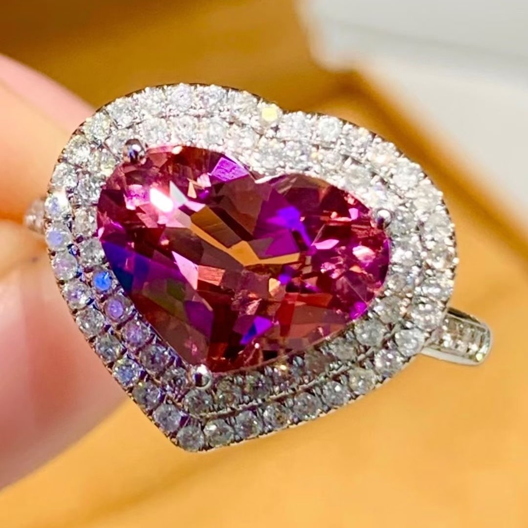 14k Gold 2.4 Ct Natural Tourmaline & Diamond Ring - 2