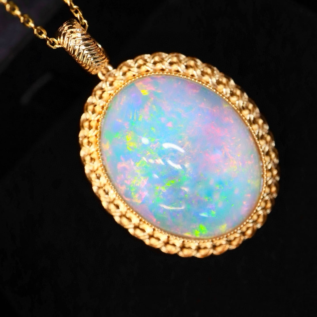 14k Gold 19.63 Ct Natural Opal Pendant( Without Chain ) (1 of 8)