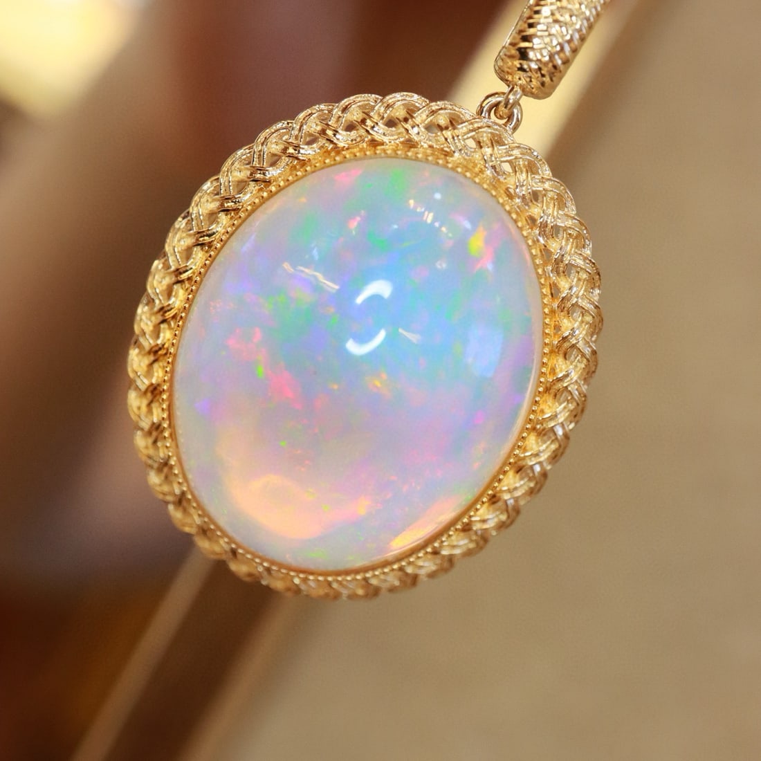 14k Gold 19.63 Ct Natural Opal Pendant( Without Chain ) - 4