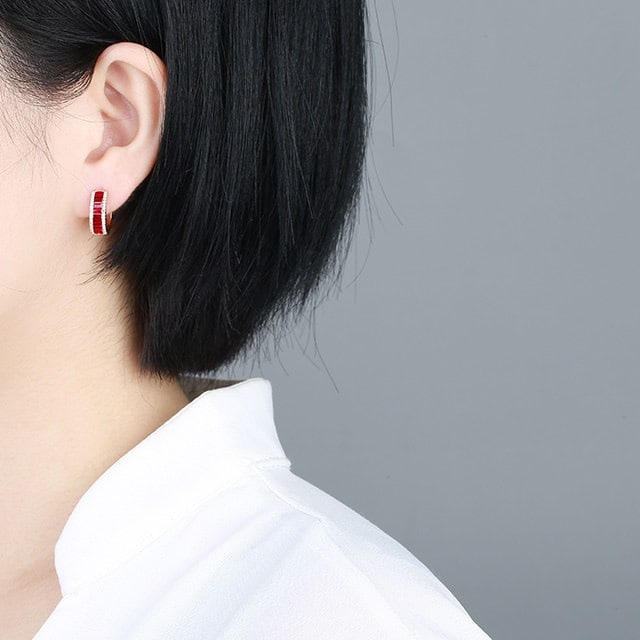 14k Gold 1.05 Ctw Natural Ruby & Diamond Earrings - 6