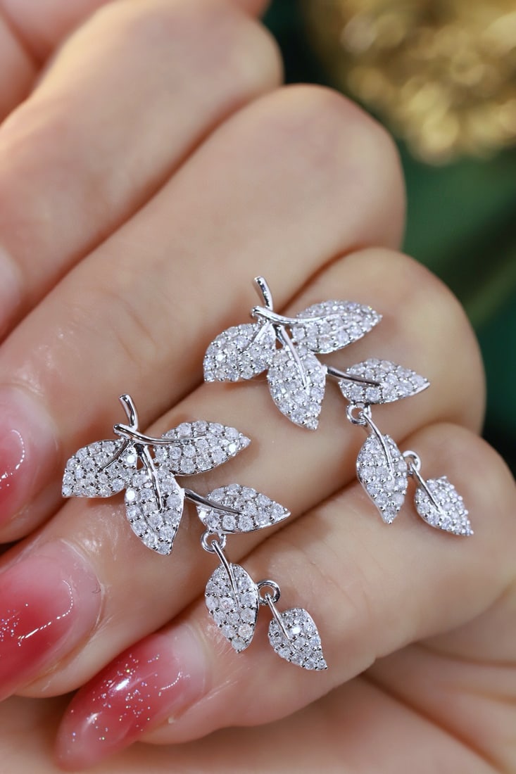 14k Gold 1.1 Ct Natural H Diamond Earrings - 5