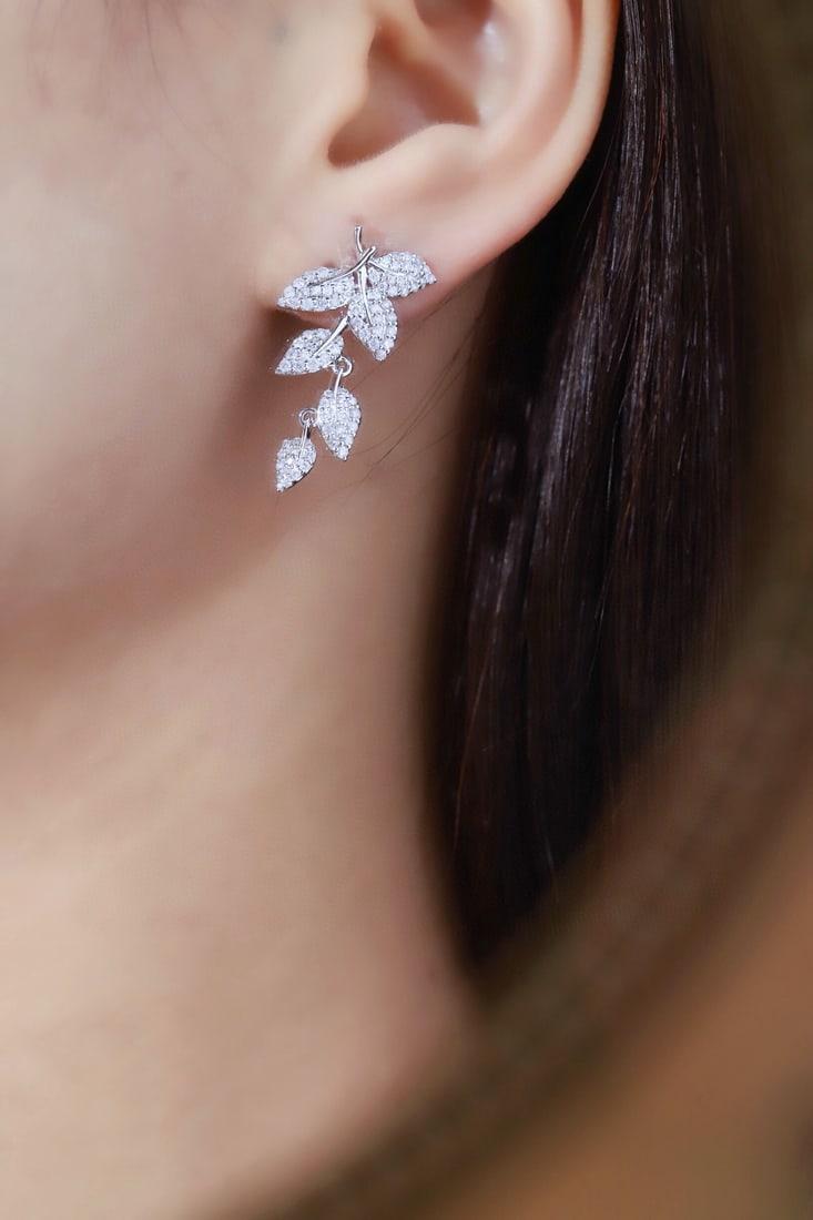 14k Gold 1.1 Ct Natural H Diamond Earrings - 7