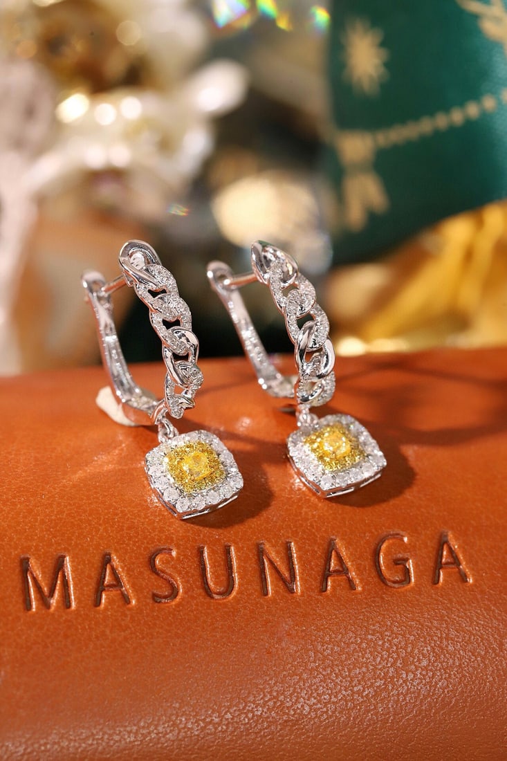 14k Gold 0.62 Ctw Natural Yellow Diamond & Diamond Earrings - 7