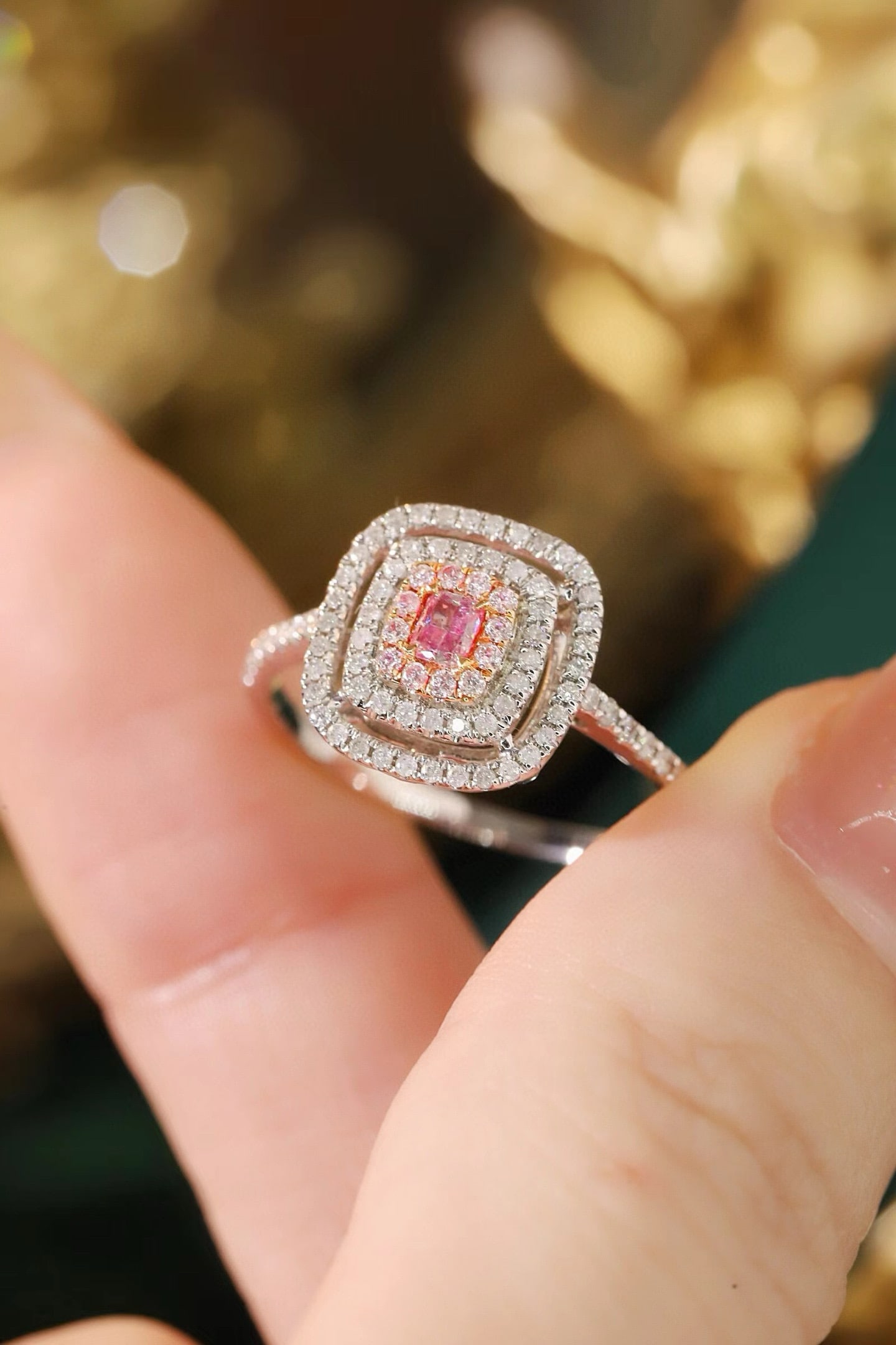 14k Gold 0.53 Ctw Natural Pink Diamond & Diamond Ring (1 of 9)