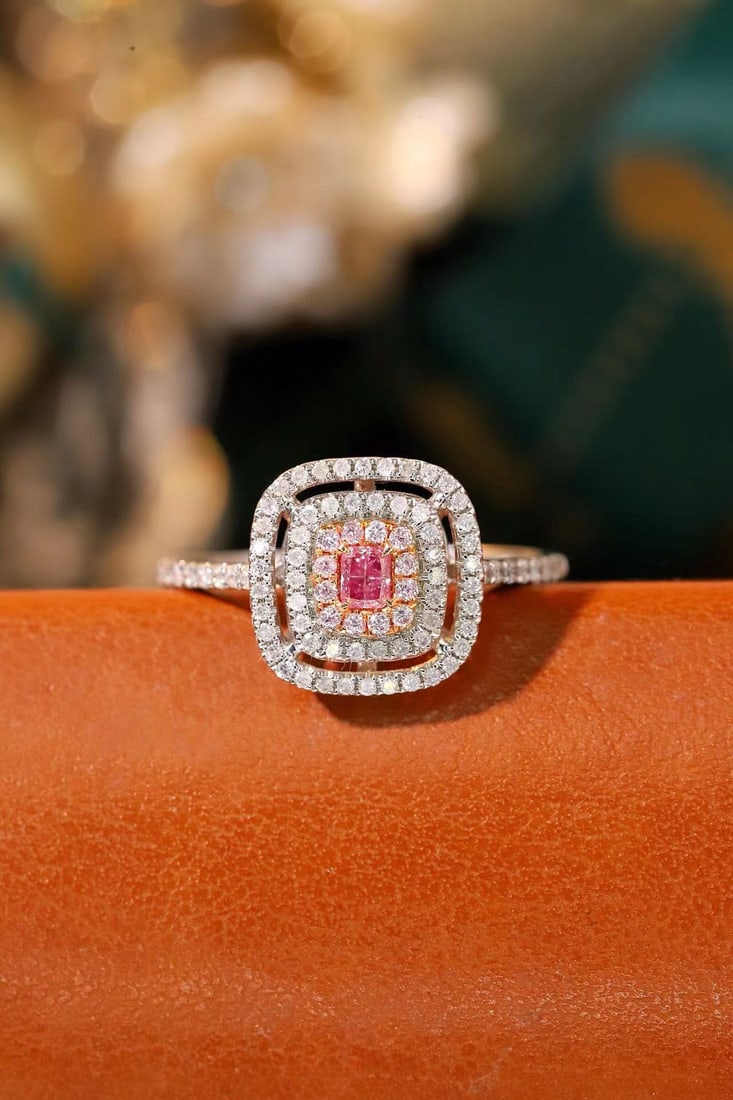 14k Gold 0.53 Ctw Natural Pink Diamond & Diamond Ring - 3