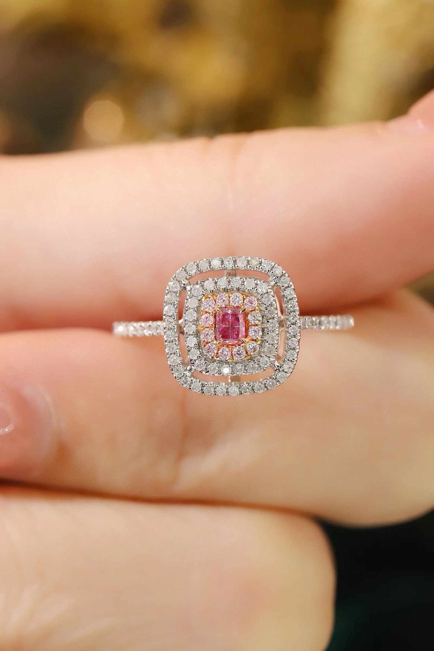 14k Gold 0.53 Ctw Natural Pink Diamond & Diamond Ring - 7