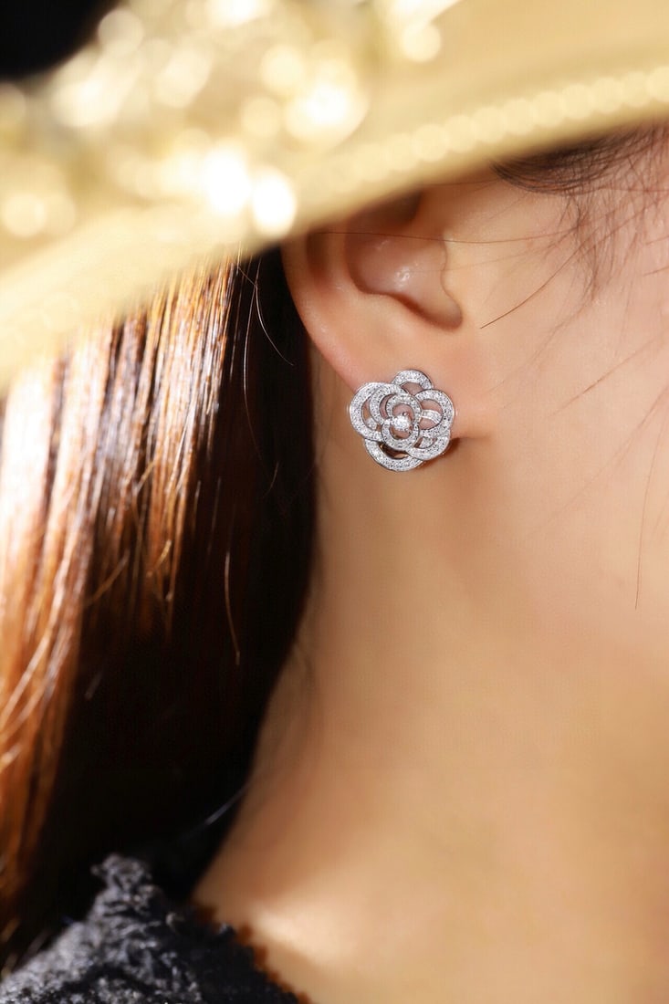 14k Gold 0.9 Ct Natural H Diamond Earrings - 5