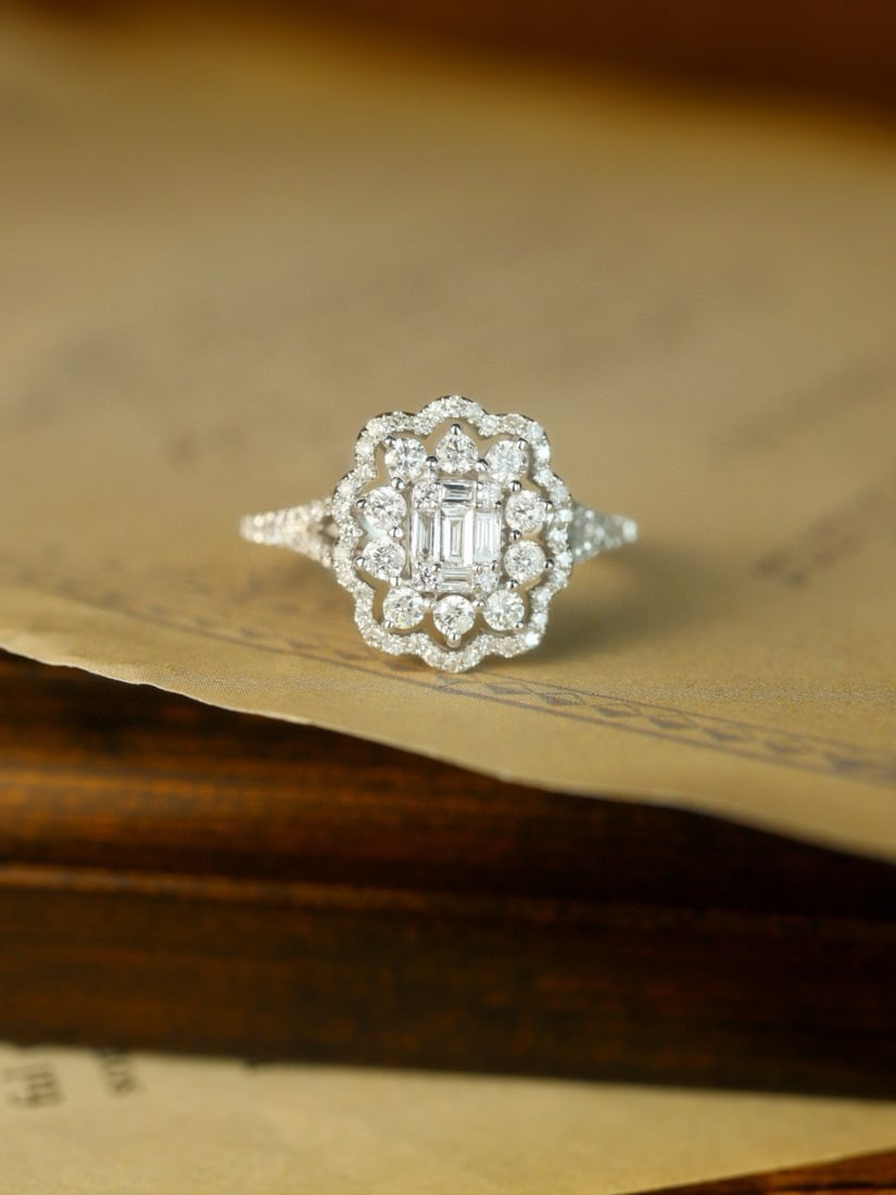 14k Gold 0.80 Ct Natural H Diamond Ring - 4