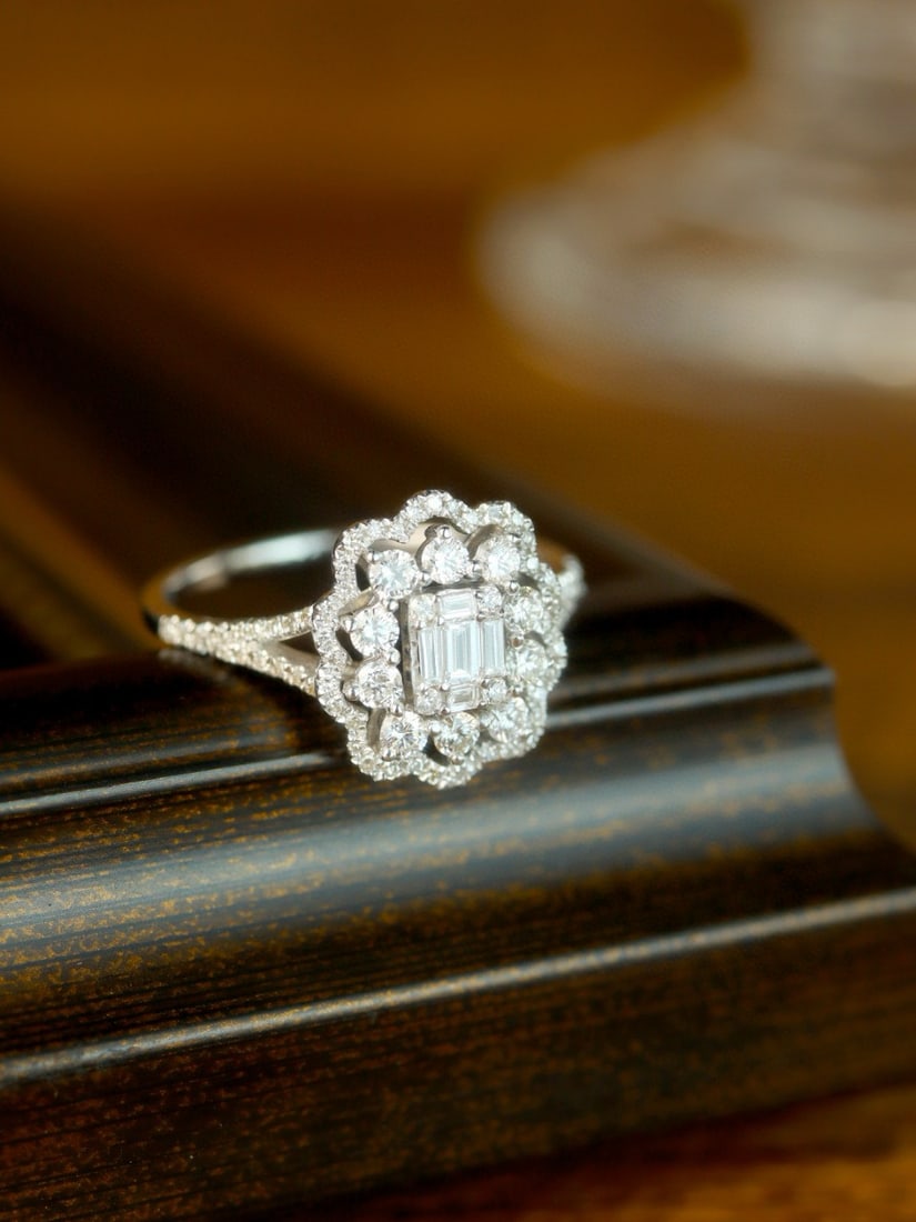 14k Gold 0.80 Ct Natural H Diamond Ring - 7