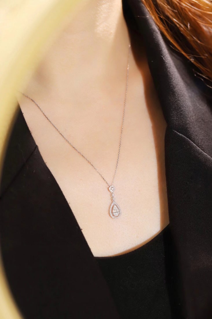 14k Gold 0.25 Ct Natural H Diamond Pendant( Without Chain ) - 6